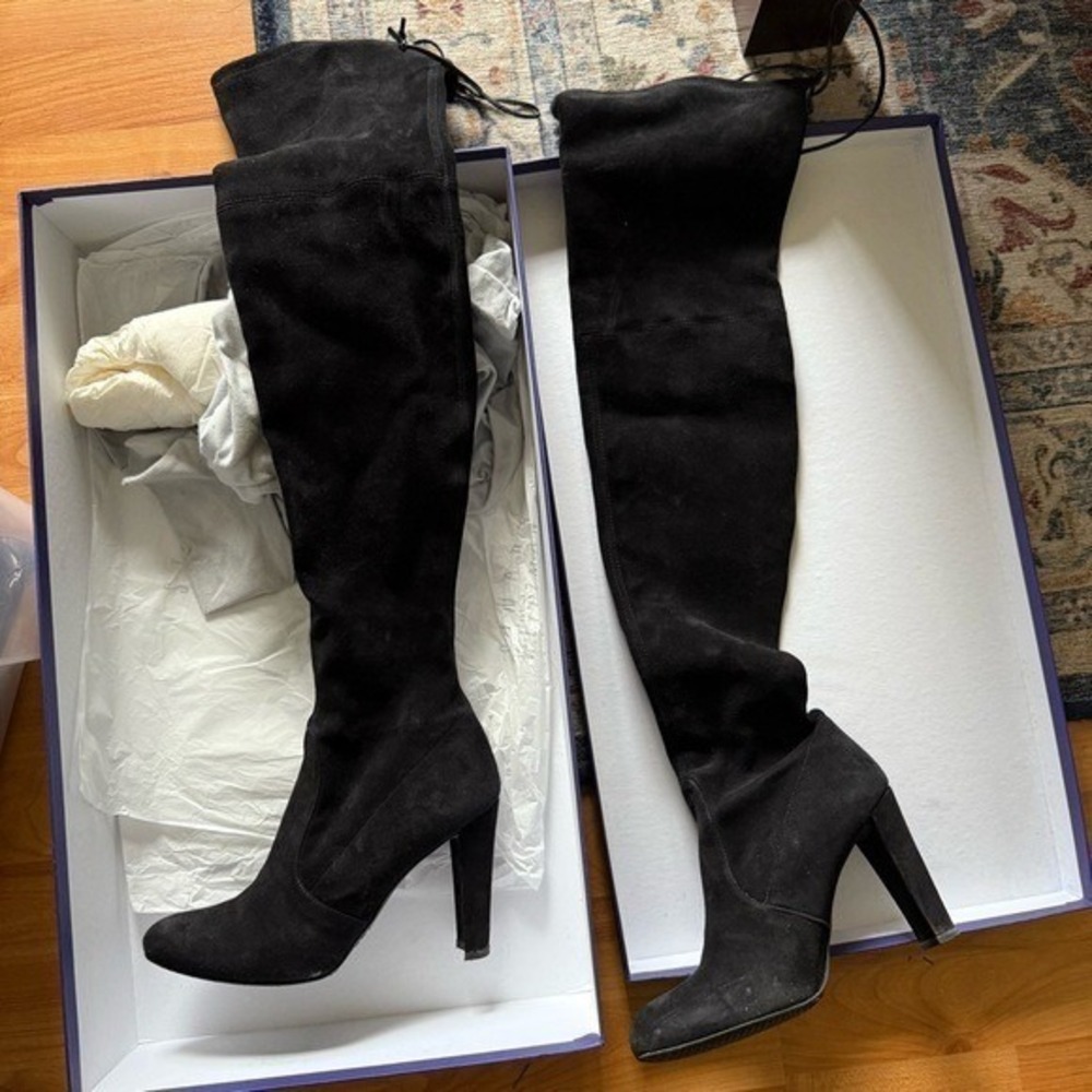 Stuart Weitzman Highland Over-the-Knee Boot With Box 7 Women's Suede Black - Picture 8 of 8